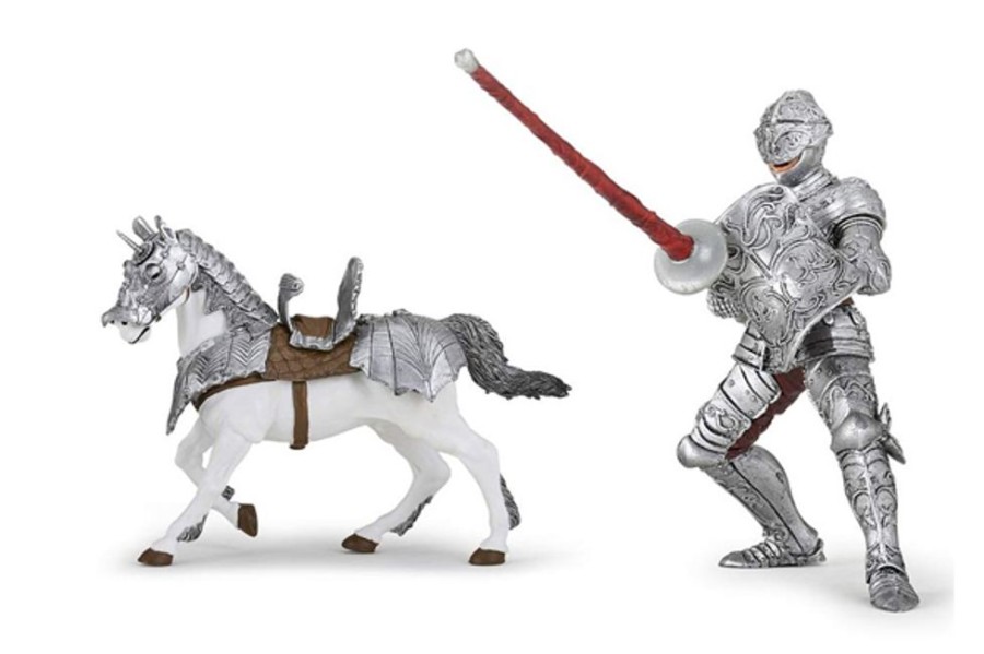 Castles & Knights The Toy Factory | Knight In Silver Armour & War Horse