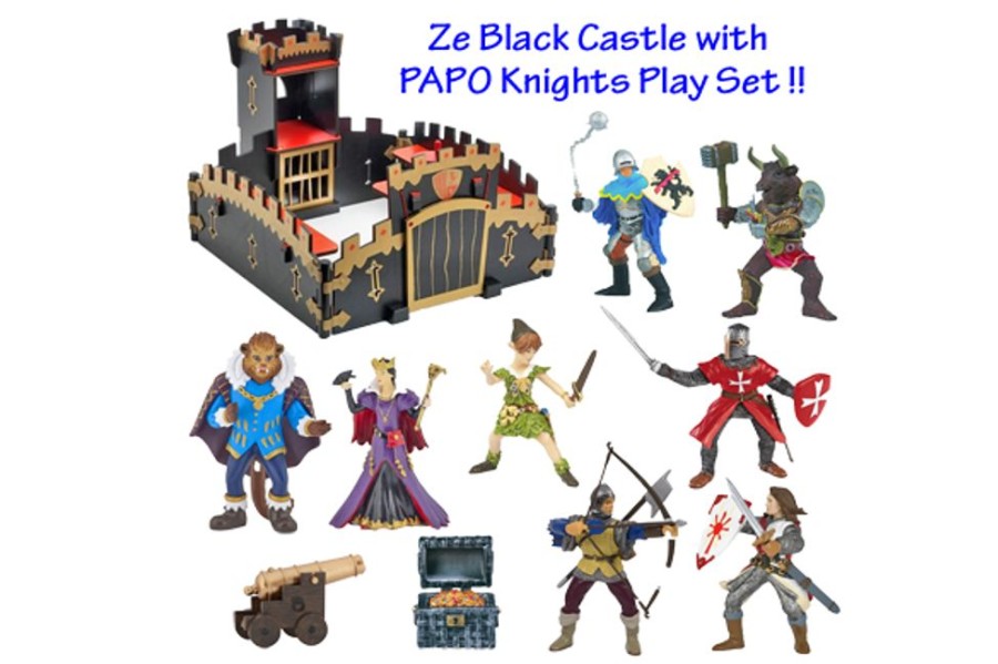 Castles & Knights The Toy Factory | Ze Black Castle & Papo Knights Play Set